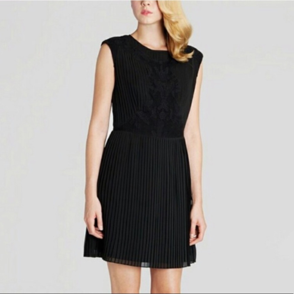 Ted Baker Saskiah Lace Pleated Black Dress